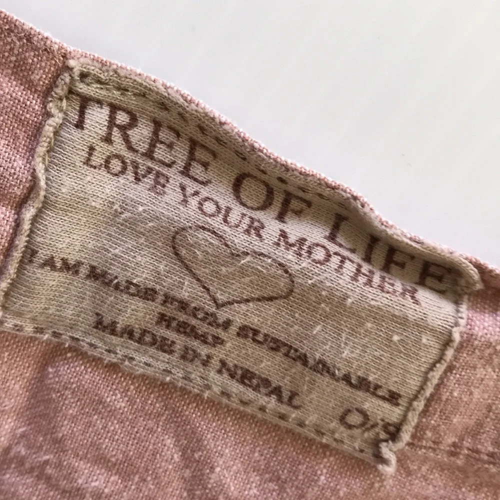 TREE OF LIFE womens 12 wrap skirt dusty pink hemp slubbed fabric made in Nepal - Picture 6 of 12